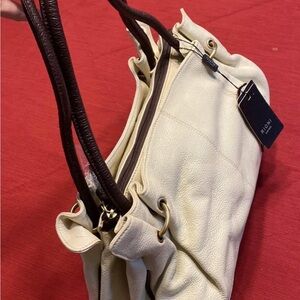 Rioni Cream and Brown BLOSSOM Tote Women's Bag
